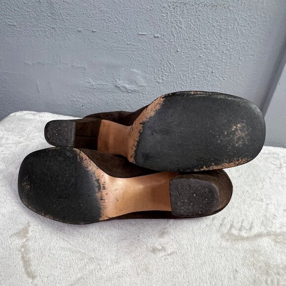 Vintage Balenciaga Chunky Pump Heel size 6.5 Brown Suede Closed Round Toe in Box - Picture 8 of 11